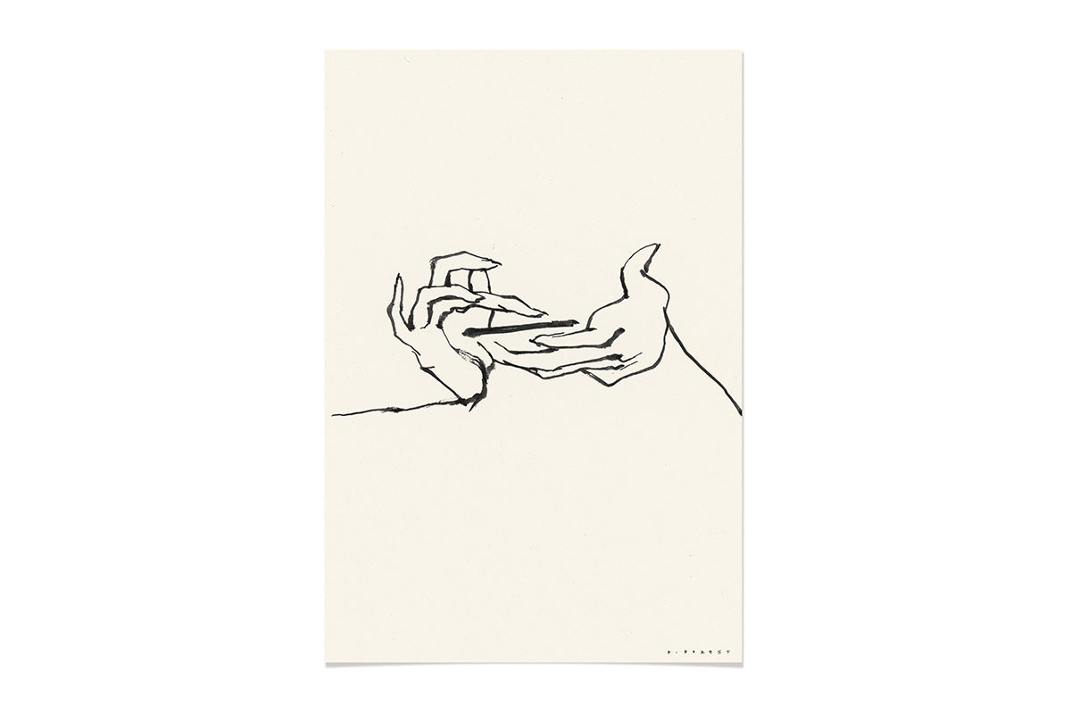 FredericForest_OriginalArtwork_Drawing_HandsTexting_Etude1_17x25cm