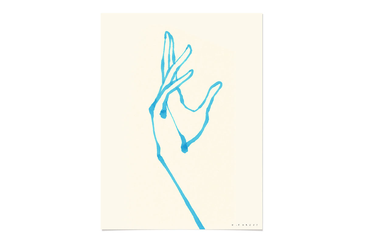 FredericForest_UneMainBleue_Etude1_Original_Drawing_30x40cm