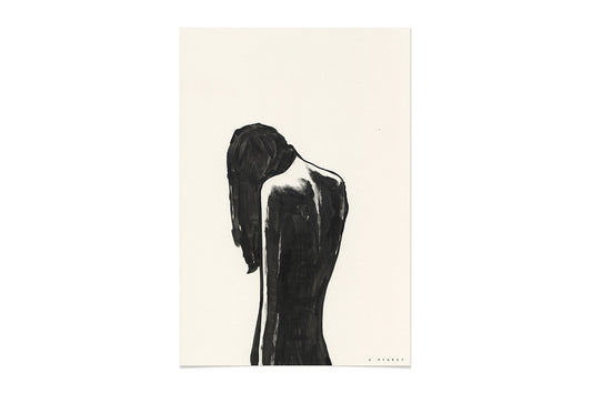 FredericForest_OriginalArtDrawing_WomanStanding_Etude178_17x25cm