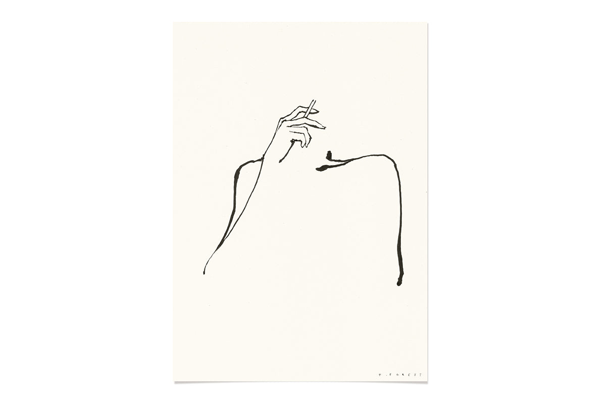 FredericForest_WomanSmoking_Etude7_Original_Drawing_21x30cm