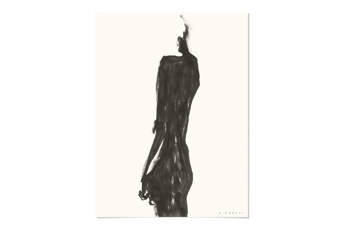 FredericForest_WomanStandingWithHerShadow_Etude47_Original_Drawing_30x40cm