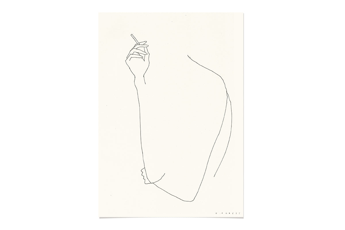 FredericForest_WomanWithACigarette_Etude9_Original_Drawing_21x30cm